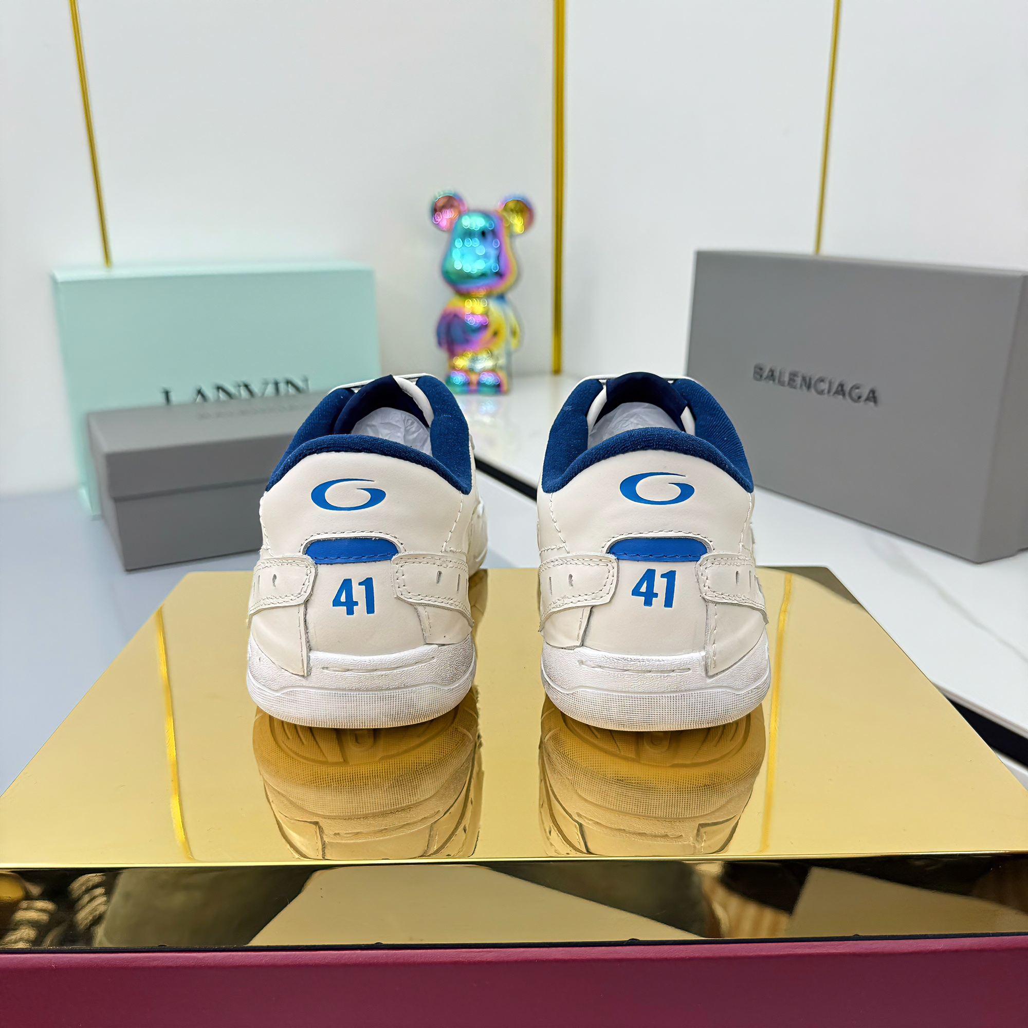 BALENCIAGA 25S SNEAKERS IN WHITE MIX DARK BLUE LEATHER