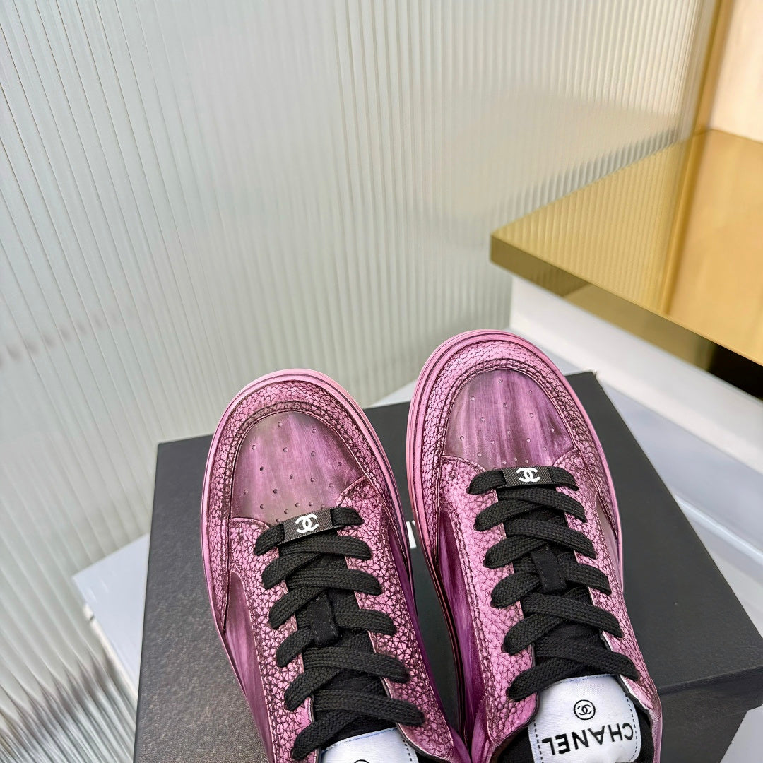 CHANEL 26S LOW-TOP SNEAKERS IN PURPLE PINK CALFSKIN