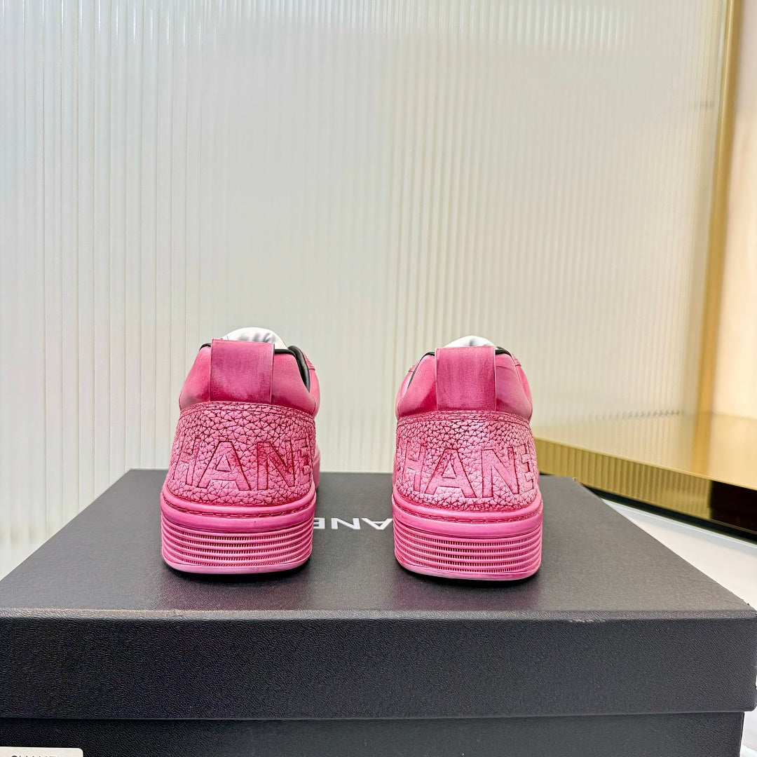 CHANEL 26S LOW-TOP SNEAKERS IN DARK PINK CALFSKIN