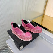 CHANEL 26S LOW-TOP SNEAKERS IN DARK PINK GRAFFITI PATTERN CALFSKIN