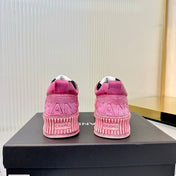CHANEL 26S LOW-TOP SNEAKERS IN DARK PINK GRAFFITI PATTERN CALFSKIN
