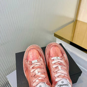 CHANEL 26S LOW-TOP SNEAKERS IN PINK GRAFFITI PATTERN CALFSKIN