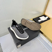 CHANEL 26S PLATFORM SNEAKERS IN GREY SUEDE WITH CC LOGO