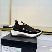 CHANEL 26S PLATFORM SNEAKERS IN BLACK MIX BROWN SUEDE AND FABRIC WITH CC