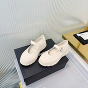 CHANEL 26S PLATFORM MARY JANE SHOES IN WHITE LAMBSKIN