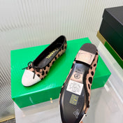 CHANEL 26S FLAT SHOES IN LIGHT BROWN AND BLACK LEOPARD PRINT PONY HAIR