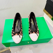 CHANEL 26S FLAT SHOES IN LIGHT BROWN AND BLACK LEOPARD PRINT PONY HAIR
