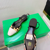 CHANEL 26S FLATS SLINGBACK IN WHITE PATENT CALFSKIN WITH LIGHT YELLOW PONY HAIR
