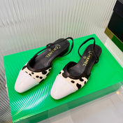 CHANEL 26S FLATS SLINGBACK IN WHITE PATENT CALFSKIN WITH LIGHT BEIGE PONY HAIR