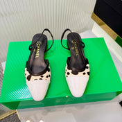 CHANEL 26S FLATS SLINGBACK IN WHITE PATENT CALFSKIN WITH LIGHT BEIGE PONY HAIR
