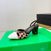 CHANEL 26S HIGH-HEEL SLINGBACKS 50 MM IN WHITE PATENT CALFSKIN WITH LIGHT PINKISH BEIGE PONY HAIR