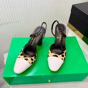 CHANEL 26S HIGH-HEEL SLINGBACKS 70 MM IN WHITE PATENT CALFSKIN WITH LIGHT YELLOW PONY HAIR