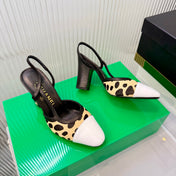 CHANEL 26S HIGH-HEEL SLINGBACKS 70 MM IN WHITE PATENT CALFSKIN WITH LIGHT YELLOW PONY HAIR