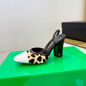 CHANEL 26S HIGH-HEEL SLINGBACKS 70 MM IN WHITE PATENT CALFSKIN WITH CREAM WHITE PONY HAIR