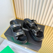 CHANEL 26S PLATFORM SANDALS IN BLACK LAMBSKIN