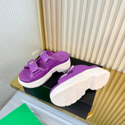 CHANEL 26S PLATFORM SANDALS IN PURPLE LAMBSKIN