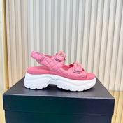 CHANEL 26S PLATFORM VELCRO SANDALS IN LIGHT PINK LAMBSKIN
