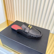 CHANEL 26S LOAFER MULES IN BLACK CALFSKIN WITH CC LOGO