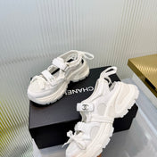 CHANEL 26S VELCRO SNEAKERS IN WHITE CALFSKIN WITH BOW