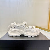 CHANEL 26S VELCRO SNEAKERS IN WHITE CALFSKIN WITH BOW