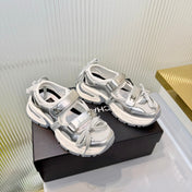 CHANEL 26S VELCRO SNEAKERS IN SILVER CALFSKIN WITH BOW