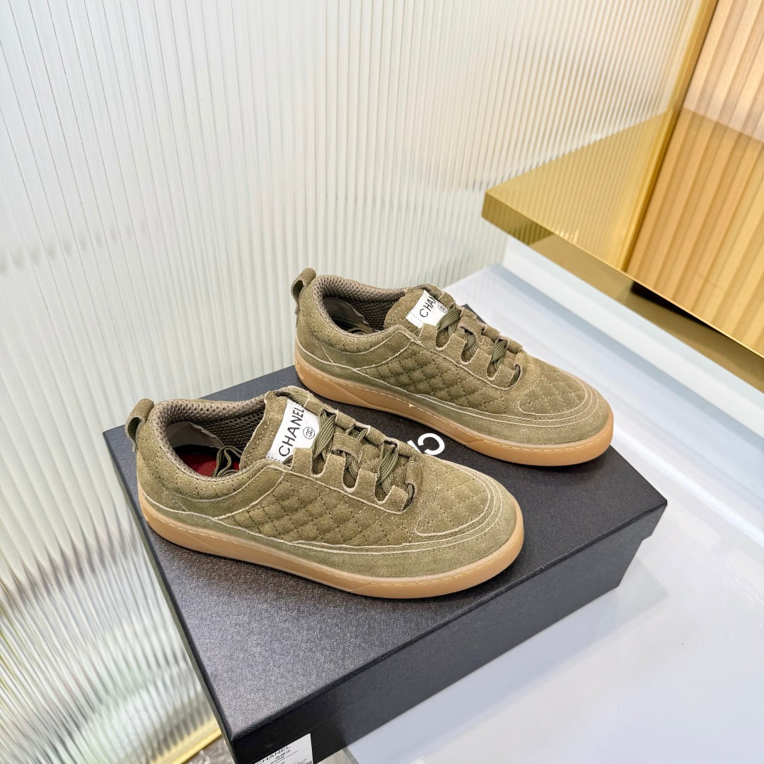 CHANEL 26S SNEAKERS IN MOSS GREEN SUEDE