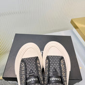 CHANEL 26S MULE SNEAKERS IN BLACK CHECKERED WOVEN DENIM FABRIC STYLE 5