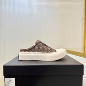 CHANEL 26S MULE SNEAKERS IN BROWN DIAMOND-PATTERNED WOVEN DENIM FABRIC STYLE 1