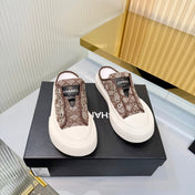 CHANEL 26S MULE SNEAKERS IN BROWN DIAMOND-PATTERNED WOVEN DENIM FABRIC STYLE 1