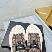 CHANEL 26S MULE SNEAKERS IN BROWN DIAMOND-PATTERNED WOVEN DENIM FABRIC STYLE 1