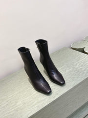 YSL 25S HEELED ANKLE BOOTS 75 MM IN BLACK LAMBSKIN