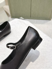 CHANEL 25S MARY JANE FLATS IN BLACK CALFSKIN SILVER HARDWARE