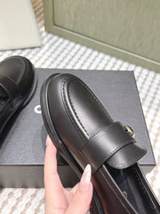 CHANEL 25S GODDESS FLAT LOAFERS IN BLACK CALFSKIN GOLD HARDWARE