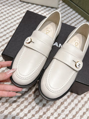 CHANEL 25S GODDESS FLAT LOAFERS IN WHITE CALFSKIN GOLD HARDWARE