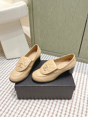 CHANEL 25S LOAFERS MOCCASIN 65MM IN WARM BEIGE CALFSKIN GOLD HARDWARE