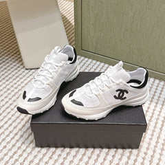 CHANEL 25S LUXURY SNEAKERS IN WHITE CALFSKIN AND SUEDE