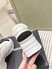 CHANEL 25S SNEAKERS IN WHITE SYNTHETIC FABRIC AND CALFSKIN BLACK SUEDE