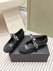 CHANEL 25S MARY JANES IN BLACK SHEARLING AND GROS GRAIN