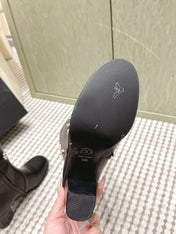 CHANEL 25S KNEE-HIGH BOOTS IN BLACK CALFSKIN WITH RHINESTONES