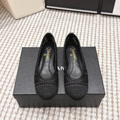 CHANEL 26S BALLET FLATS IN BLACK MESH AND FABRIC