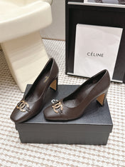 CHANEL 26S HIGH HEELS 95 MM IN DARK BROWN CALFSKIN WITH GOLD-TONE CC LOGO