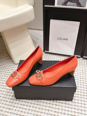 CHANEL 26S HIGH HEELS 75 MM IN ORANGE CALFSKIN WITH GOLD-TONE CC LOGO