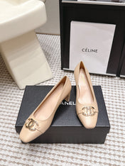 CHANEL 26S HIGH HEELS 75 MM IN BEIGE CALFSKIN WITH GOLD-TONE CC LOGO