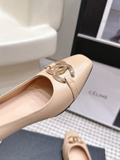 CHANEL 26S HIGH HEELS 75 MM IN BEIGE CALFSKIN WITH GOLD-TONE CC LOGO