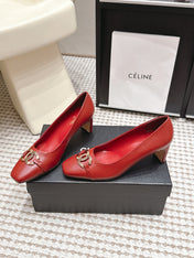 CHANEL 26S HIGH HEELS 75 MM IN RED CALFSKIN WITH GOLD-TONE CC LOGO