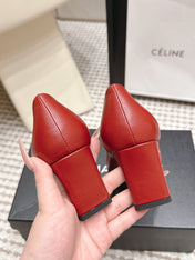 CHANEL 26S HIGH HEELS 75 MM IN RED CALFSKIN WITH GOLD-TONE CC LOGO