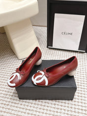 CHANEL 26S PEARL HIGH HEELS 55 MM IN DARK RED CALFSKIN WITH WHITE CC LOGO