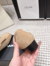 CHANEL 26S LOAFERS IN BEIGE SUEDE WITH GOLD-TONE CC LOGO