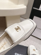 CHANEL 26S LOAFERS IN WHITE CALFSKIN WITH GOLD-TONE CC LOGO
