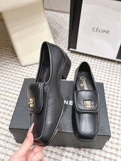 CHANEL 26S LOAFERS IN BLACK CALFSKIN WITH GOLD-TONE CC LOGO
